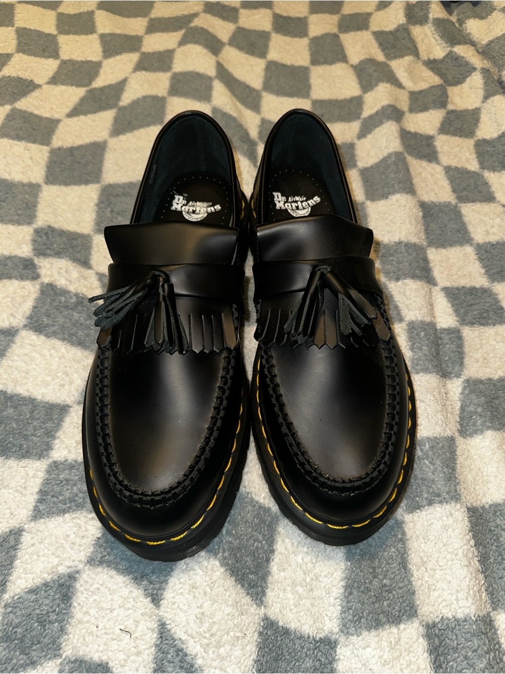 Dr. Martens Black Leather Tassel Kiltie Loafers, US Men’s 12